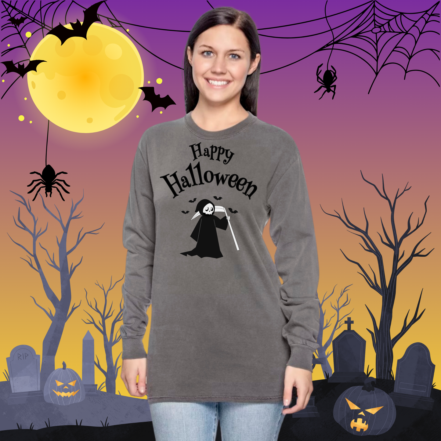 Adult CC Happy Halloween Reaper Long Sleeve