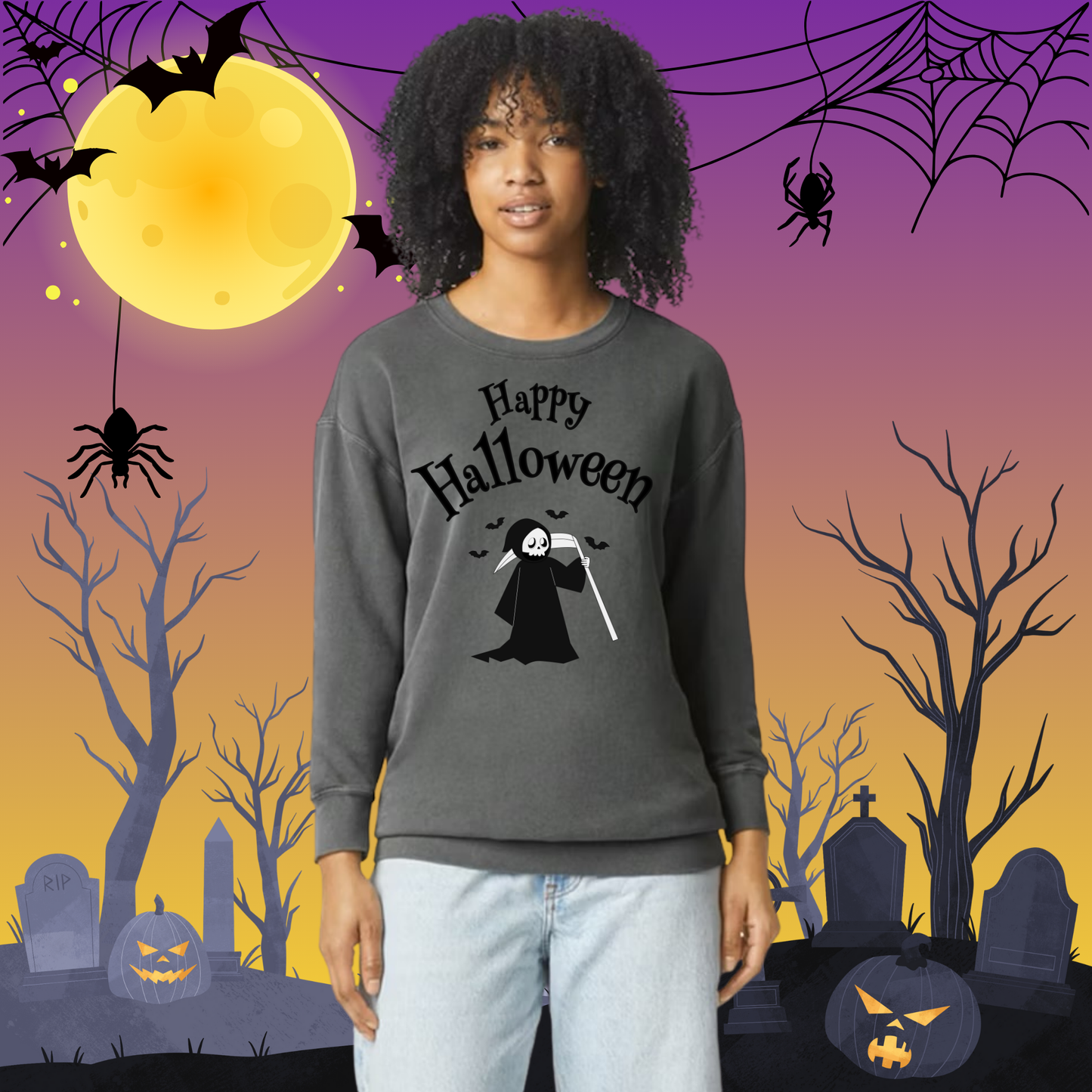 Adult CC Happy Halloween Reaper Sweatshirt