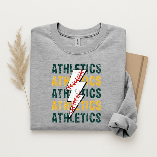 Athletics Lightening Baseball Gildan Sweatshirt Cotton