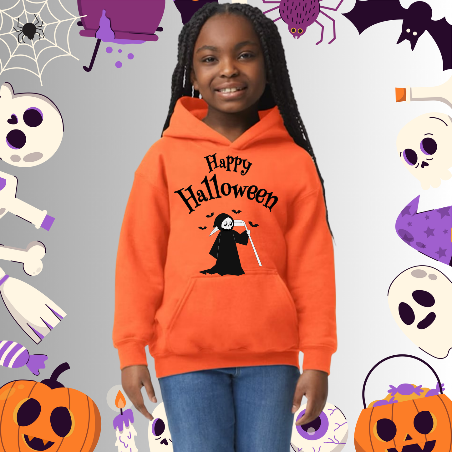 Youth Happy Halloween Reaper Hoodie