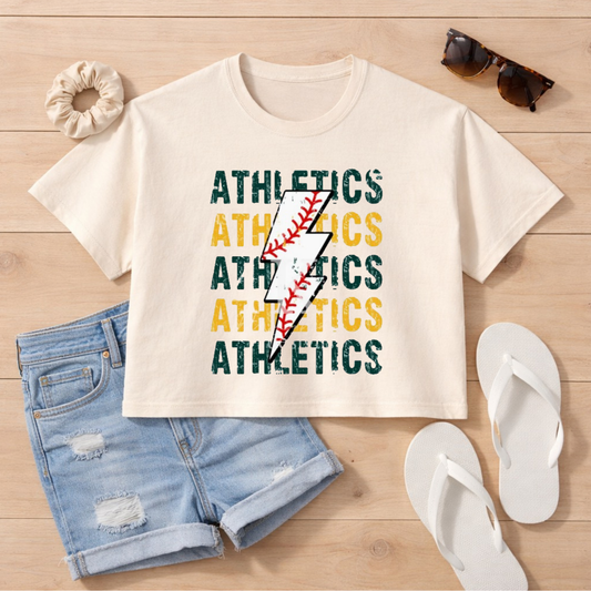 Athletics Lightening Baseball Comfort Colors Boxy Crop