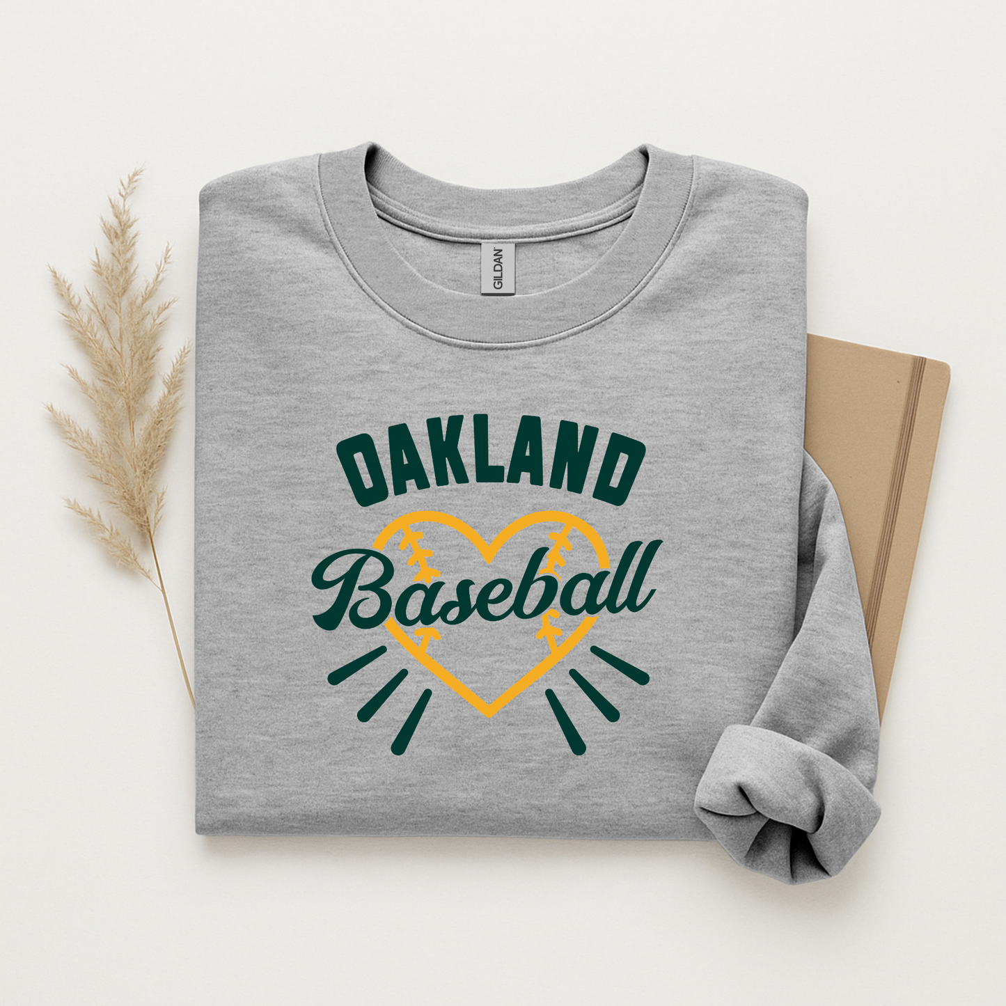 Oakland 💛 Baseball Gildan Sweatshirt Cotton