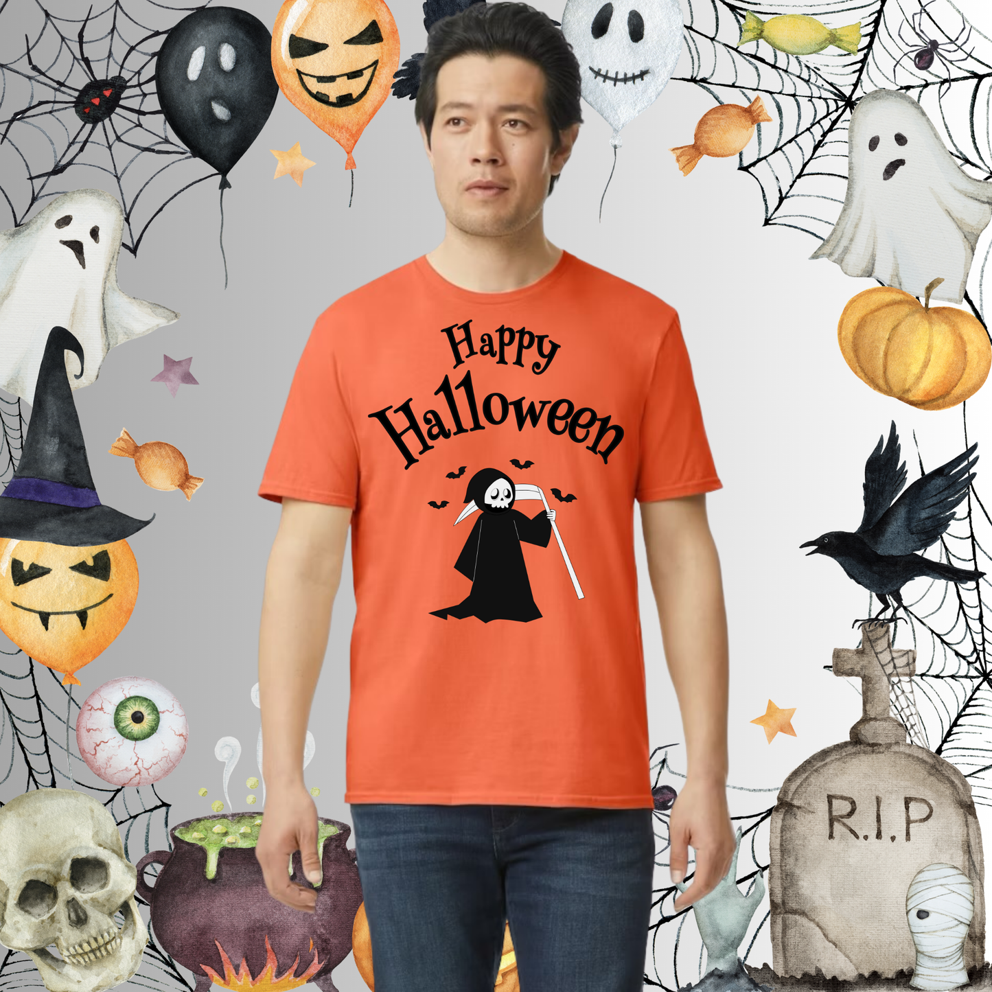 Adult Happy Halloween Reaper Tee