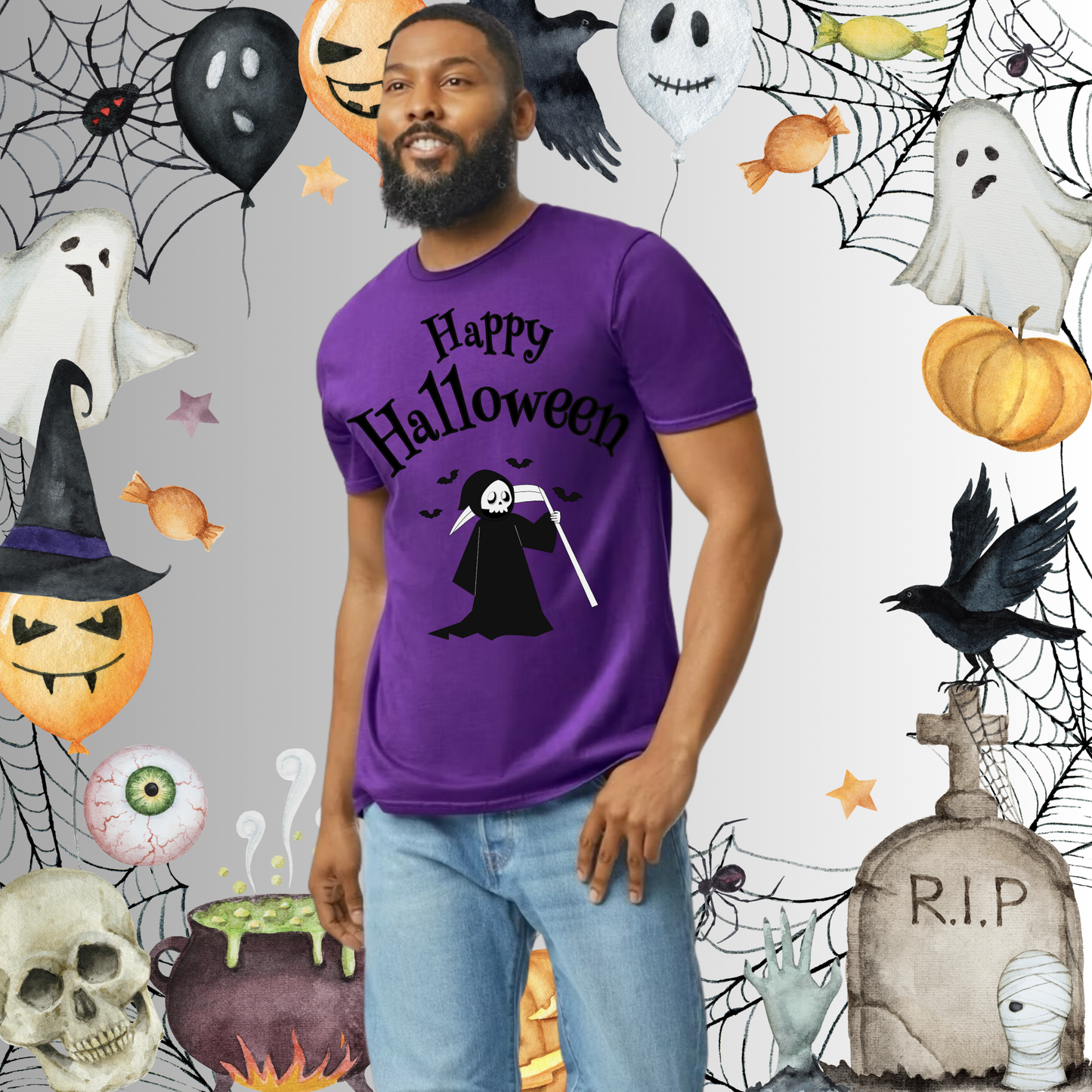 Adult Happy Halloween Reaper Tee