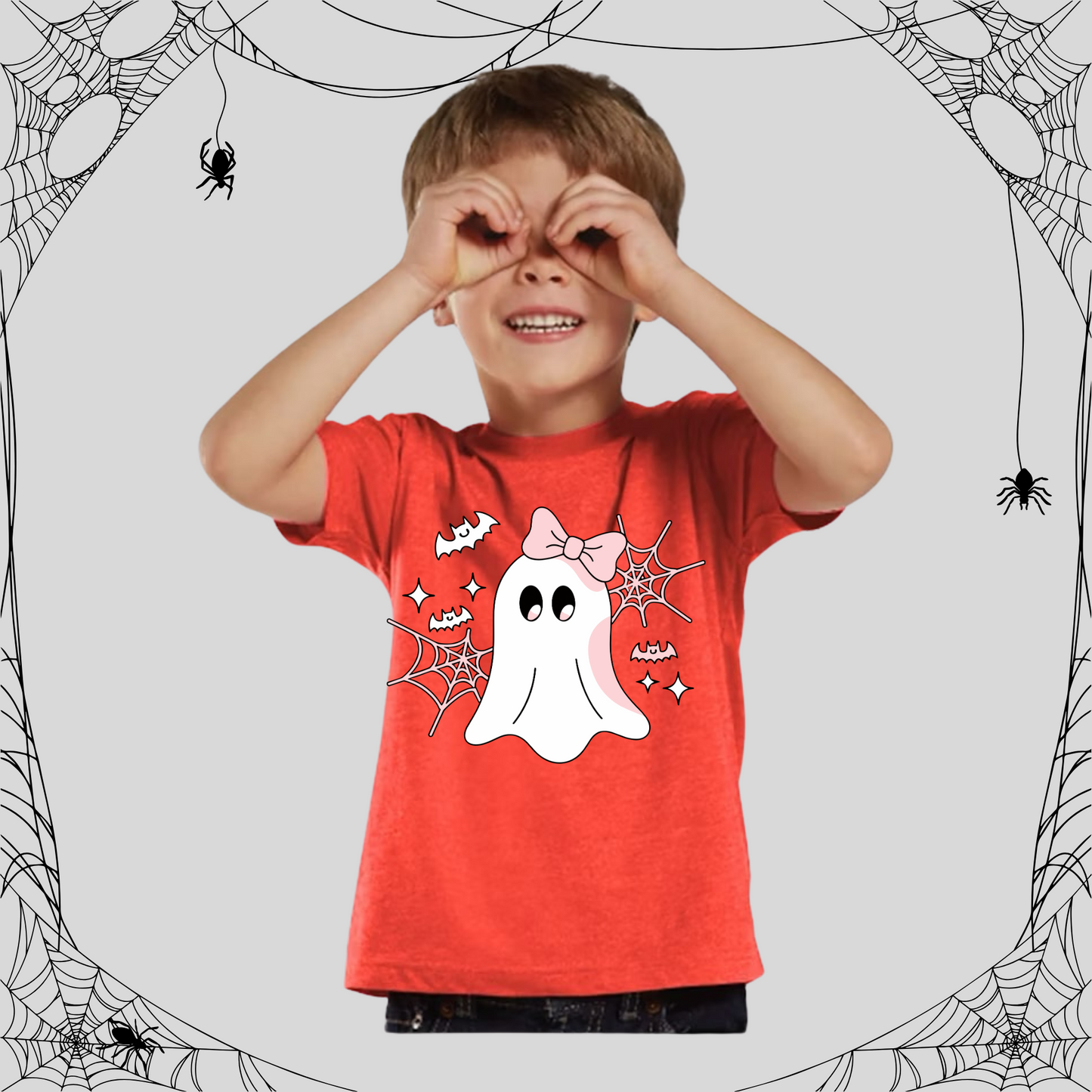 Toddler Cute Ghost Pink Bow Tee