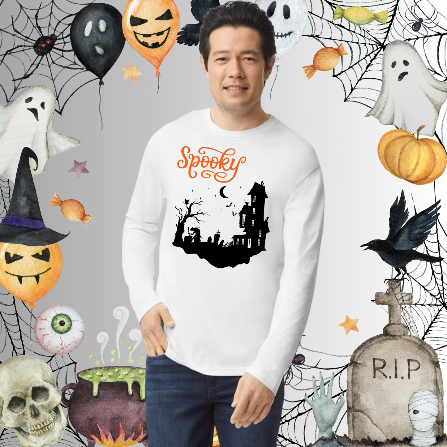 Adult Spooky Halloween Long Sleeve