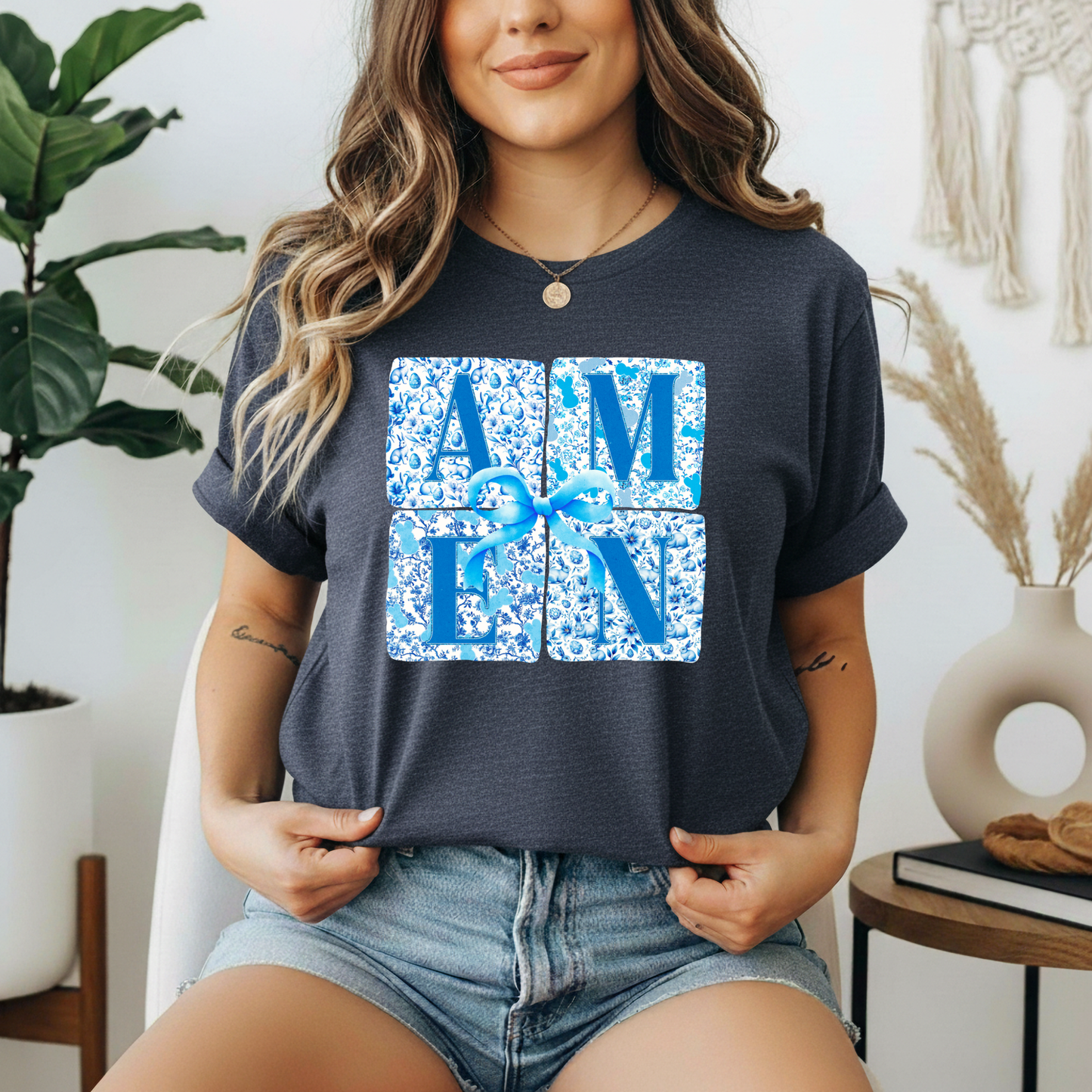 Amen Blue Floral Gildan