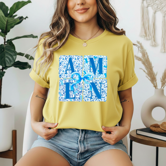 Amen Blue Floral Gildan