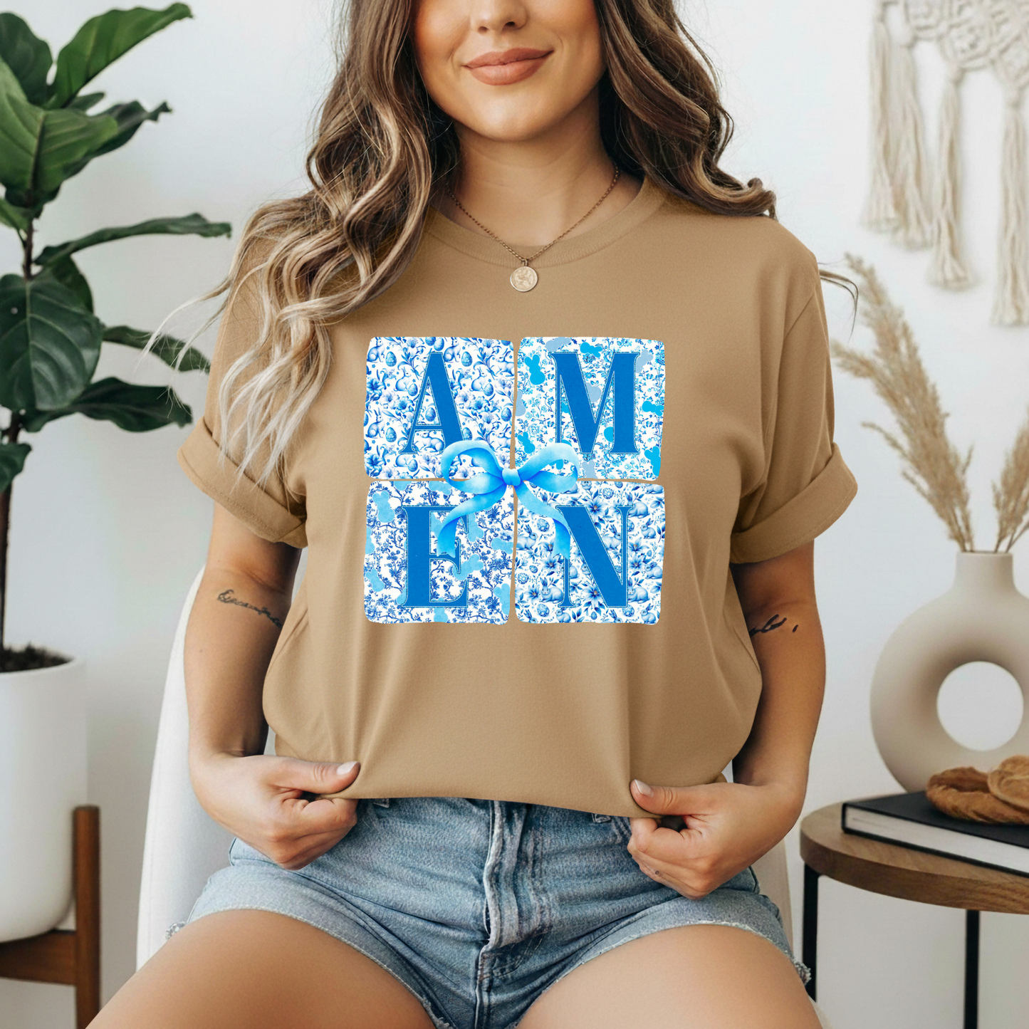 Amen Blue Floral Gildan