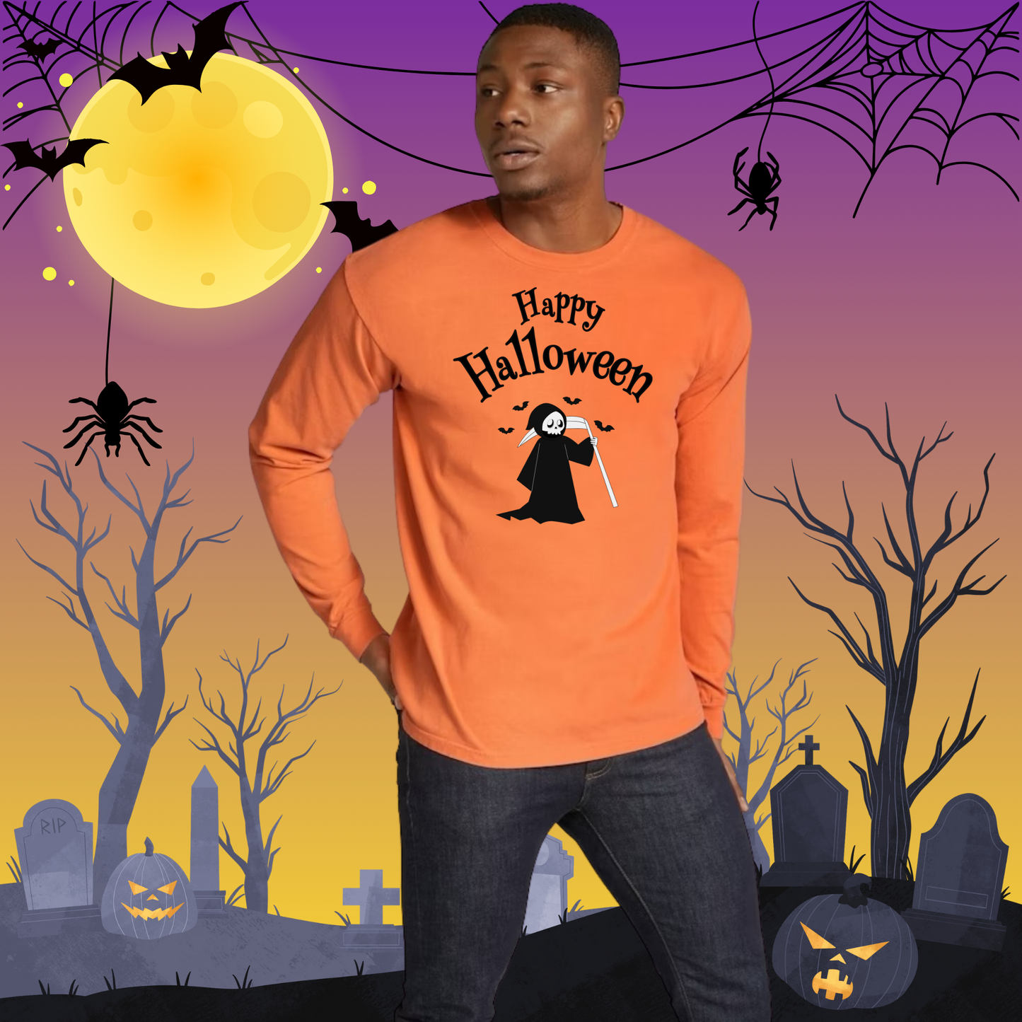 Adult CC Happy Halloween Reaper Long Sleeve