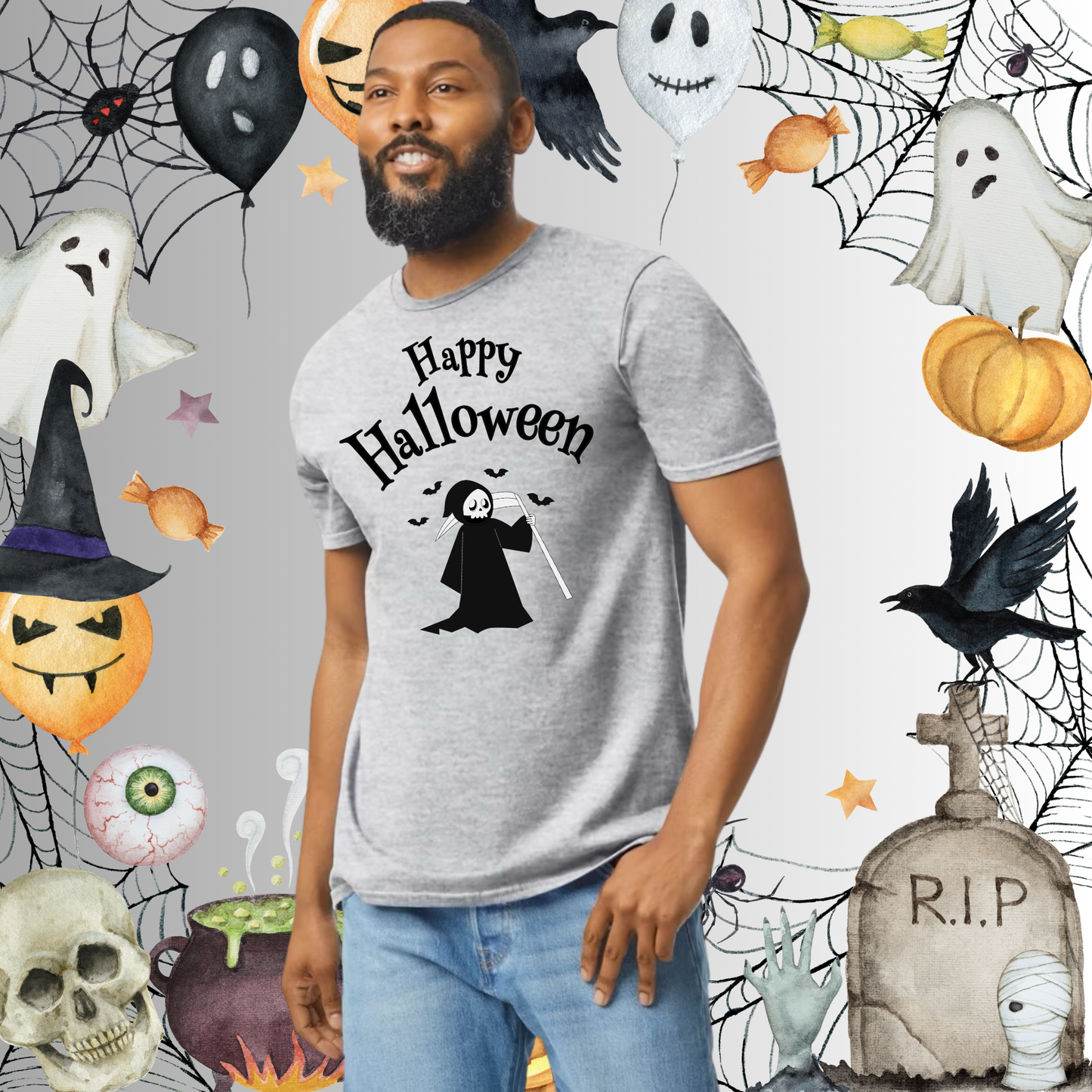Adult Happy Halloween Reaper Tee