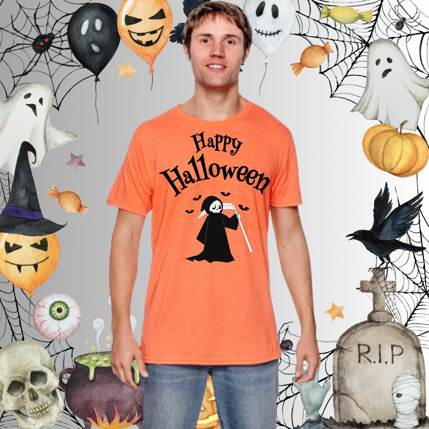 Adult Happy Halloween Reaper Tee