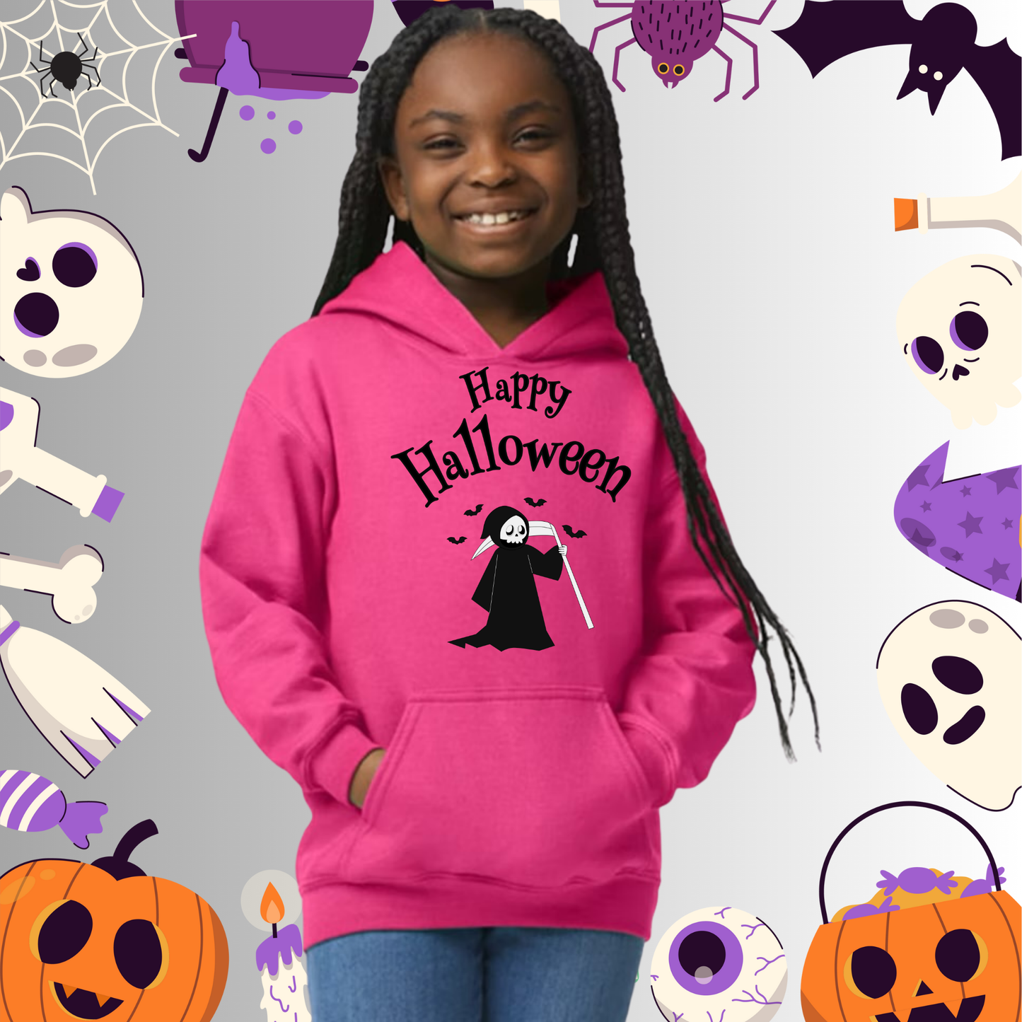 Youth Happy Halloween Reaper Hoodie