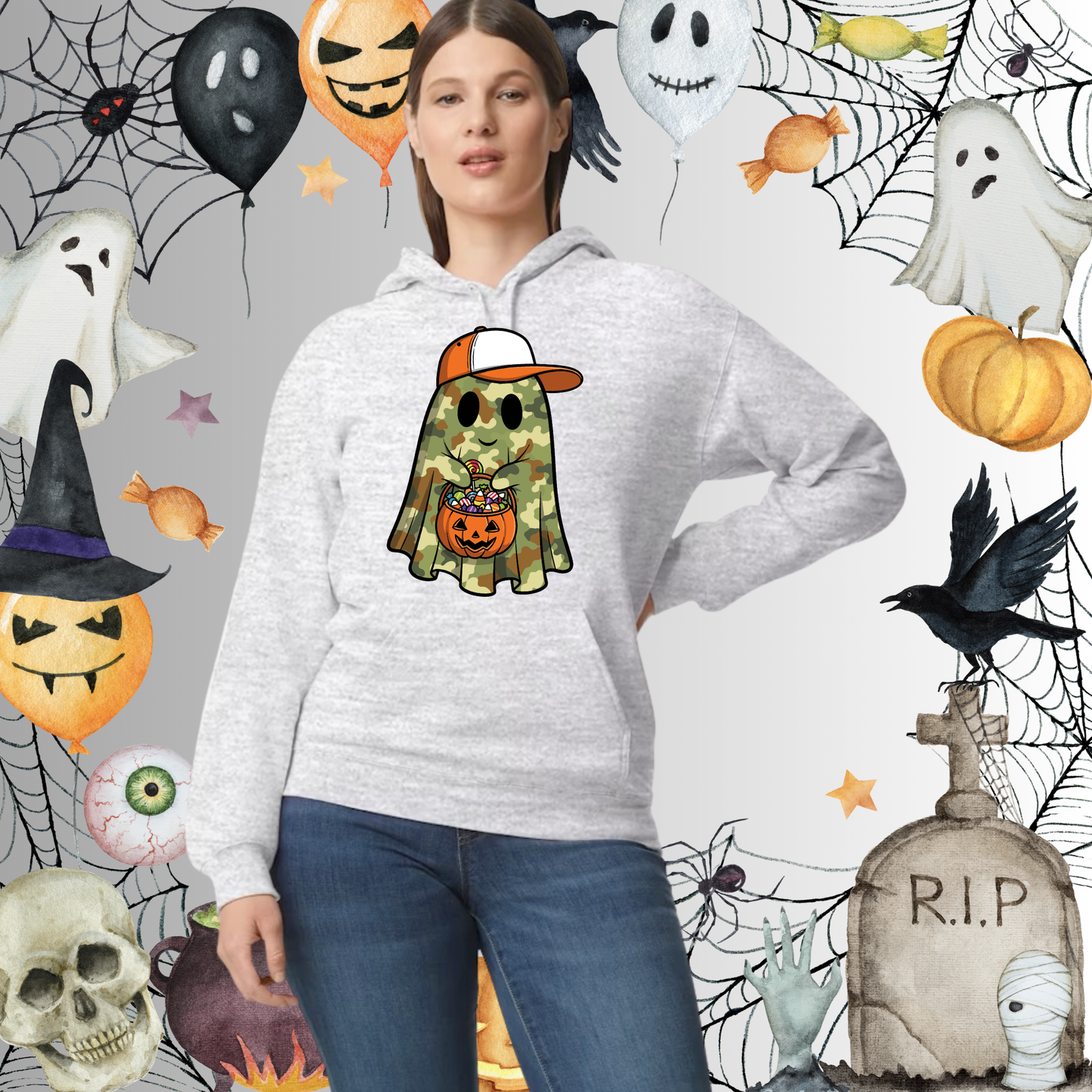 Adult Camo Ghost Hoodie