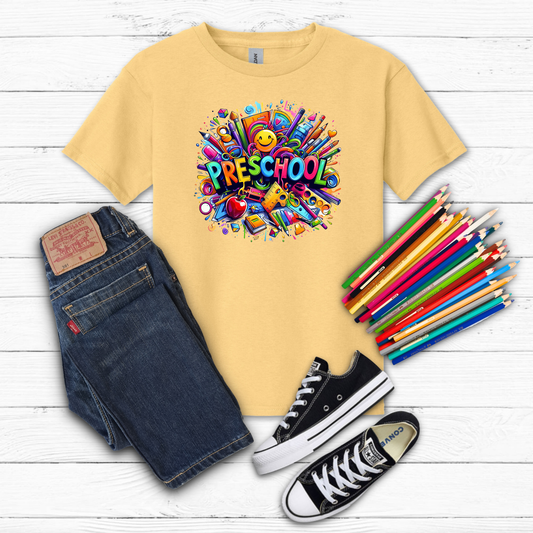 BTS School Supplies Art Collage Cotton Tee