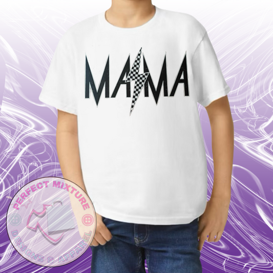 Mama Checkered Distressed Design Tee
