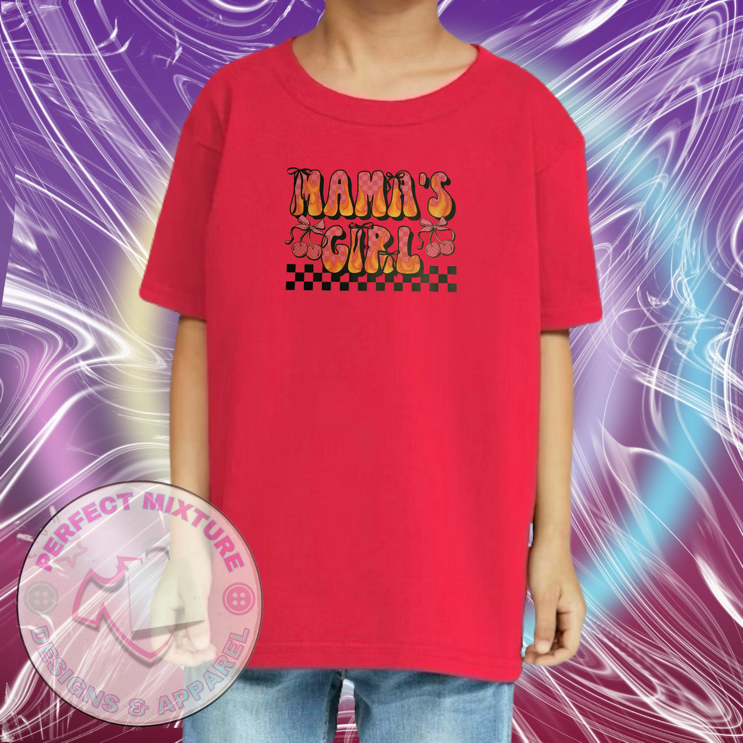 Mamas Girl Cherry Design Youth Tee